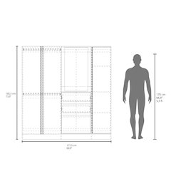 Kamelot 1,80 Armoire With Double Doors, Hanging Rod And Interior Shelves, White