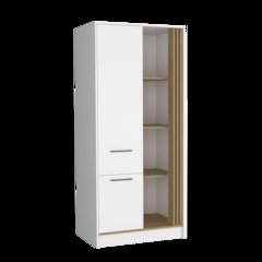 Armoire With Double Doors, Interior Hanging Rod And Shelves,  Natural Oak