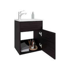 Bathroom Vanity With Single Door And Open Shelf, Black