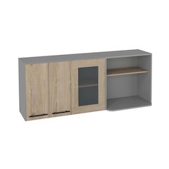 Sicilia Kitchen Island Black / Light Oak MDF