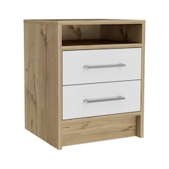 Eter Nightstand White / Light Oak MDF