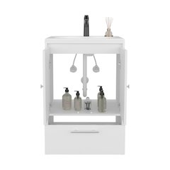 Tuhome Bathroom Vanity with Two Doors, Madison White MDF
