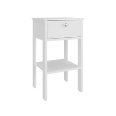 Newcastle Nightstand With One Drawer And Open Shelf, Modern Bedside Table, White