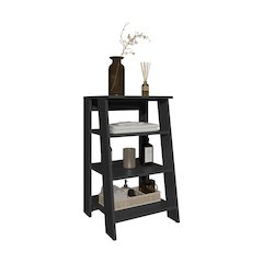 BATHBI 4-Tier Ladder Shelf Black Wengue MDF
