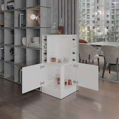 Jakes 42" Tall Corner Bar Cabinet White MDF