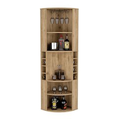 Oban Corner Bar Cabinet Macadamia MDF