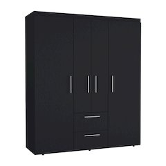 Bariloche 4-Door Armoire Black MDF