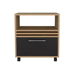 Vance Nightstand Natural Oak - Black MDF