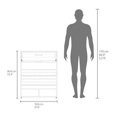 Alpine Shoe Rack, 3-Tier, One Drawer, Five Shelves, Shoe Storage, White
