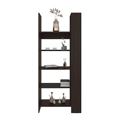 Woodstock Bookcase, Vertical Design, Freestanding Storage Unit, Stained Walnut