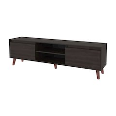 Polaris TV Stand with Open Shelves, Two Storage Shelves, Stained Walnut