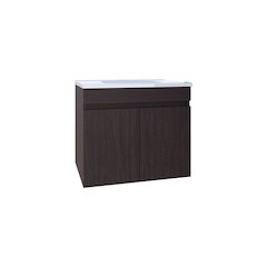Chaux Floating, Wide Double Door Vanity, With Resin Sink And Two Shelves, Black