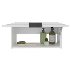 Pull-Up Door Wall Cabinet, Compact Storage Unit, White