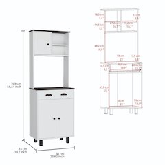Salen Kitchen Pantry White/Black MDF