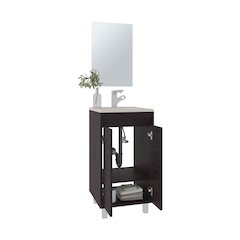 Brady Mirror Bathroom Cabinet , One Door, Two Shelves, Black