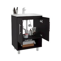 Conrad Free Standing Resin Sink Bathroom Vanity With One Door Cabinet, Black