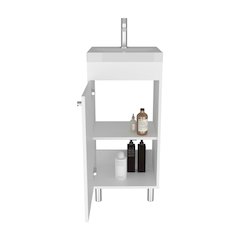 Freestandin Bathroom Vanity With One Door, Two Shelves, Sink Base Cabinet, White