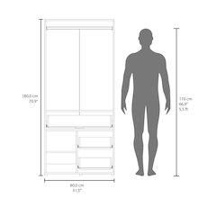 Alpine Armoire With Double Doors, Internal Shelves And Hanging Rod, Black