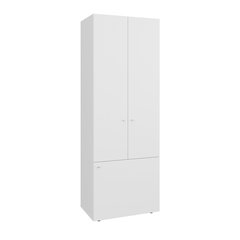 3 Door Closet System with Hanging Rod and interior Shelves, White