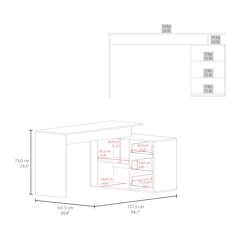 Upton L-Shape Office Desk, Studio, Bedroom, Library, Study Table, Work, Black
