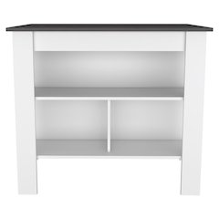 Cala Kitchen Island, Four Legs, Three Shelves White / Onyx