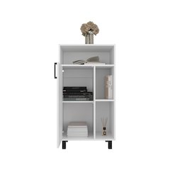Base Cabinet, Compact Organizer, With One Door, Open Shelves, White