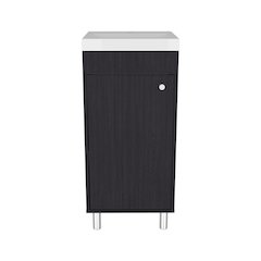 Freestandin Bathroom Vanity With One Door, Two Shelves, Sink Base Cabinet, Black