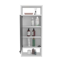 Wall-Mounted Mirror Medicine Cabinet, One Door, Interior Storage Shelves, White