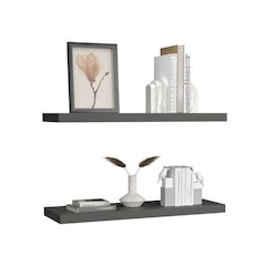 Ecco 31.5" Wide Floating Shelves Set of 2 Matt Gray MDF