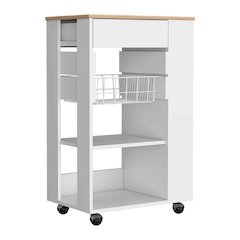 Blosson Kitchen Cart White / Light Oak MDF