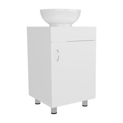 18" Wide Free Standing One Door Vanity, With Vessel Porcelain Sink, White