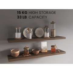 Ecco 47" Wide Floating Shelves Set Of 2, Shelves For Wall Decor, Dark Brown