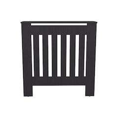 Radiator Cover Cabinet with Slatted Panel, Ventilated Decorative Enclosure,Black