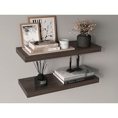 Ecco 31.5" Wide Floating Shelves Set Of 2, Shelves For Wall Decor, Dark Oak