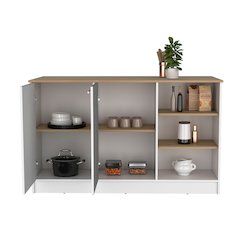 Ginger Kitchen Island White / Natural Oak MDF