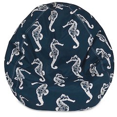 Majestic Home Goods Large Bean Bag Sea Horse Navy Blue