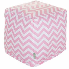 Majestic Home Goods Cube Pouf Chevron BabyPink