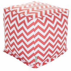 Majestic Home Goods Cube Pouf Chevron Coral