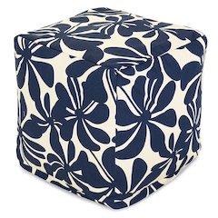 Majestic Home Goods Cube Pouf Plantation Navy