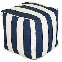 Majestic Home Goods Cube Pouf Vertical Stripe Navy