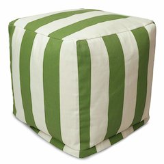 Majestic Home Goods Cube Pouf Vertical Stripe Sage
