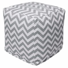 Majestic Home Goods Cube Pouf Chevron Gray