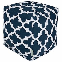 Majestic Home Goods Cube Pouf Trellis Navy
