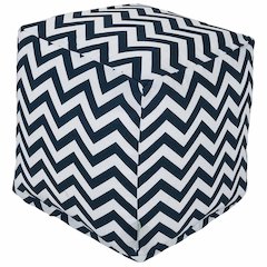 Majestic Home Goods Cube Pouf Chevron Navy