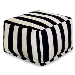 Majestic Home Goods Ottoman Pouf Vertical Stripe Black