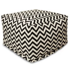 Majestic Home Goods Ottoman Pouf Chevron Black