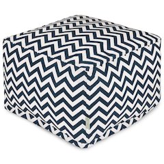 Majestic Home Goods Ottoman Pouf Chevron Navy