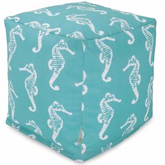 Majestic Home Goods Cube Pouf Sea Horse Teal