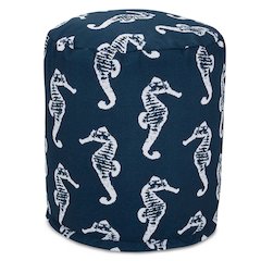 Majestic Home Goods Pouf Sea Horse Navy