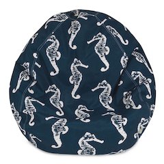 Majestic Home Goods Small Bean Bag Sea Horse Navy